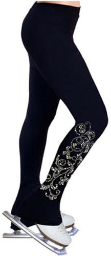 Generisch Mädchen Frauen Eiskunstlauf Crystal Pant Eislaufen Üben Legging Strumpfhose Stretchy Thermo Schlittschuh Leggings Bequem Für Wettkampf Und Training Gymnastik Hose,C,L