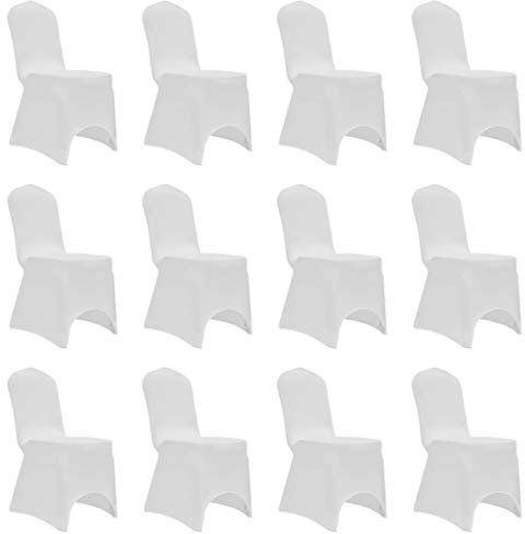 ShGaxin Stretch-Stuhlhussen 12 STK Stuhlbezug, Hussen Für Stühle, Sitzbezug Stuhl, Fernsehsessel Bezug, Chair Cover, Weiß