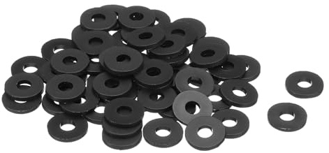 QUARKZMAN 60Pz Rondella Piatta in Nylon M6 6mm ID 16mm OD 2mm Spessore Guarnizioni Idrauliche Kit Piatte Guarnizione in Plastica Fissaggio Guarnizione Anello di Tenuta, Nero