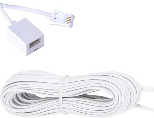 Zguziji 15m white BT to BT Extension 4 wire Flat Home Telephone Phone Cable Lead Cable Extension Cable