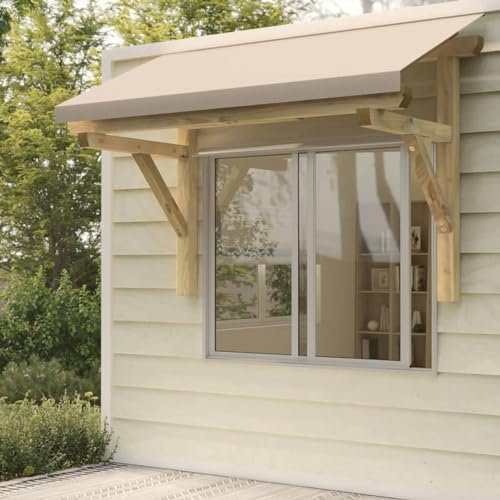 Homgoday Pérgola de Puerta Madera Maciza de Pino 150x100x100 cm Marquesinas Exterior para Puertas y Ventanas, Tejadillo de Protección, Toldo Cubierta de Policarbonato en Jardín