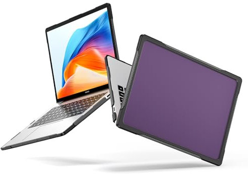 Funda translúcida compatible con Huawei MateBook D14 2022, funda protectora rígida resistente, funda protectora rígida de doble capa de TPU, color morado