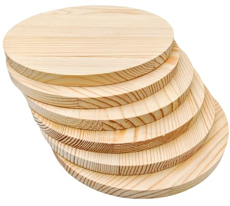 6 targhe rotonde in legno di pino, 15 x 1 cm, vuote, non finite, per progetti artigianali, incisione, combustione del legno, pittura