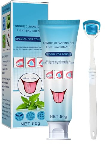 Tongue Cleaning Gel with Brush, Mouth Thrush for Mouth | Care Removes for Bad Breath Brush, Tongue Scraper, Tongue Brush Alternative for Hygiene