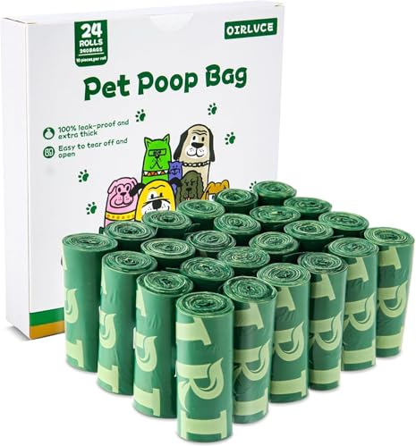 OIRLVCE 240 Dog Poo Bags 24 Rolls Coreless Dog Poop Bags Dog Waste Bags | Extra Thick Strong 100% Leak Proof, Green