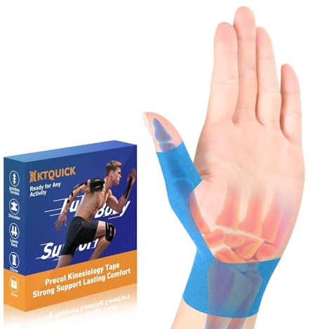 KTQUICK Vorgeschnittene Kinesiotapes für RechtsFinger,10PCS,Latexfrei | Hautfreundl Atmungsaktive Baumwolle,Lindert Maushand-Schmerzen bei Handwerkern, Büroangestellten und Sportlern