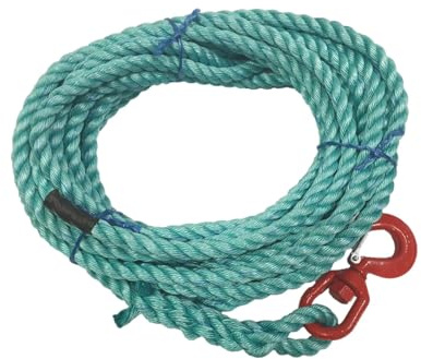 18mm Gin Wheel Rope Polysteel Scaffolding Rope with Swivel Hook Scaffold Building Roofing (20 Metres)