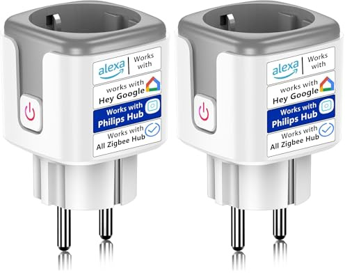SURFOU Zigbee Enchufe Inteligente WiFi Compatible con Philips Hue, Alexa, Google Home, Smart Plug con Consumo Electrico, Temporizador, Control Remoto de Voz, HUE Bridge Necesario, 16A (1 Pack)