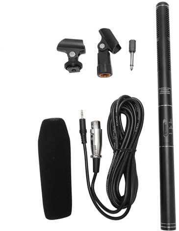 AurSoltriad Professional Camera Condenser Microphone for Interviews, DSLR Camcorder Mic with Metal Bracket and Windproof Foam Cover, Cardioid Pickup Pattern for Clear Audio Recording