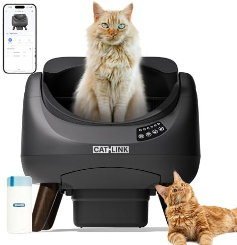 CATLINK Arenero Autolimpiable para Gatos, Caja de Arena Automática con Entrada Superior, Wi-Fi 5 GHz, Gran Capacidad 12L, Compatible con Todo Tipo de Arenas, Ideal para Hogares con Varios Gatos