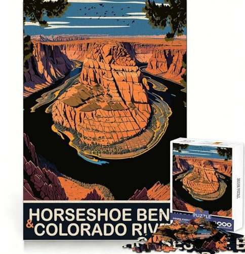 Horseshoe Bend Jigsaw Puzzles for Adults 1000 Piece Brain Memory Pleasant Leisure Tight Lock Creative Gift size 38x52cm