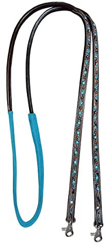 ProRider Pferd 8 ft Contest Zügel Western Tack Barrel Zügel Leder Türkis Braun 6641