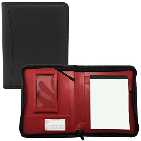 MSP Executive 27,4 x 21,6 cm Padfolio avec fermeture Éclair, téléphone portables et mini support de tablette noir/rouge