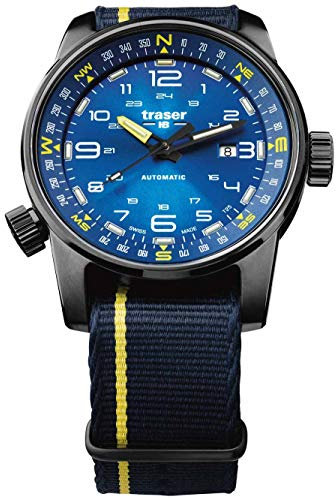 Traser Herren Analog Schweizer Automatikwerk Uhr mit Textil Armband 107719