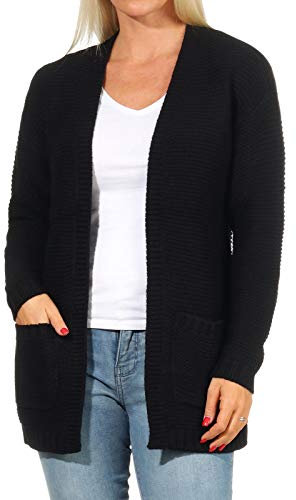VERO MODA Damen Vmno naam Ls Cardigan Noos Strickjacke, Schwarz, S EU