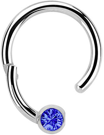 Modern Nature Piercingschmuck Piercing 316l Stahl Ring BCR, Clicker 1,2 x 10 mm mit 3 mm Steinkugel in dunkelblau