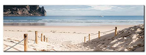 decomonkey - Impression sur Toile Intissé Plage Mer 150x50 1 Pièce - Tableau Décoration Appartement Cadre en Bois Photo Déco Salon Peinture sur Toile Maison Paysage marin