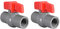sourcing map 2Pcs PVC Kugelhahn Wasserrohr Gewindeende 1/2 Innendurchmesser Rot Grau