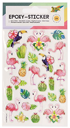 folia 16304 - Epoxy - Sticker Tropical, dreidimensionale Sticker, 24 Stück, ideal geeignet zum Verzieren von Grußkarten, Bastelarbeiten und Scrapbooking