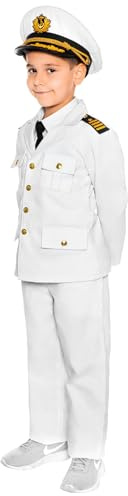 Maskworld Authentisches Kapitän Kinder-Kostüm - Verkleidung Uniform Anzug für kleine Seefahrer - Karneval Fasching & Halloween - Größe 152