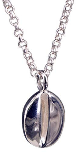 NicoWerk Damen Silberkette mit Anhänger Kaffeebohne aus 925 Sterling Silber Verspielt Glatt SKE362
