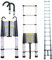 6,2m Teleskop-Leiter und Dachhaken, Klappbar Zusammenklappbare Leiter aus Aluminium Einziehbare Leiter Maximale Belastung 150kg/330lb mit 2 Abnehmbaren Haken Extendable Roof Ladder