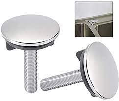 Paire de bouchons lourds couvre-trou en laiton chromé D. 50 mm. Bouchons cache-trou pour lavabo de salle de bain