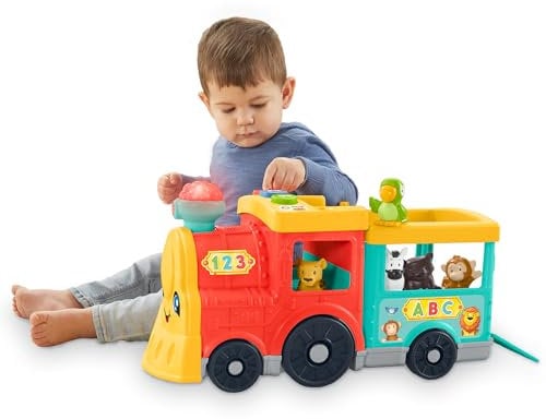 Fisher-Price - Little People Il Trenino dell'ABC Edizione Multilingue, a Spinta con Luci, Musica e Apprendimento Smart Stages, Giocattolo per Bambini 1+ Anni, HHH20