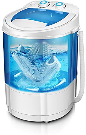 WANGTX Piccola mini lavatrice intelligente per scarpe per uso domestico per lavatrice semiautomatica a secchio singolo per dormitorio studentesco con spazzola WANGTX/bianca / 36×36×50cm
