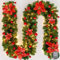 Ghirlanda Natalizia con Luci,2.7M(9ft) LED Ghirlanda Natalizia per Porta Scale Camino Esterno Decorazioni, Festone Natalizio Rami Natalizi Decorazioni Natalizie per la Casa Interno (Rosso)