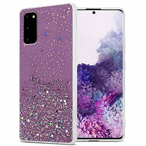 Cadorabo Hülle kompatibel mit Samsung Galaxy S20 Rundumschutz TPU Silikon Case Mädchen Glitzer Strass Design Slim Kratzfest Weiche Gummi Bling Schutzhülle für Samsung Galaxy S20 in Lila
