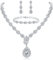 Deyanse Wedding Jewellery Sets for Women, Silver Teardrop Bracelet & Necklace and Earring Set with Cubic Zirconia, White Gold Plated Jewellery Set for Bride for Wedding with Gift Box