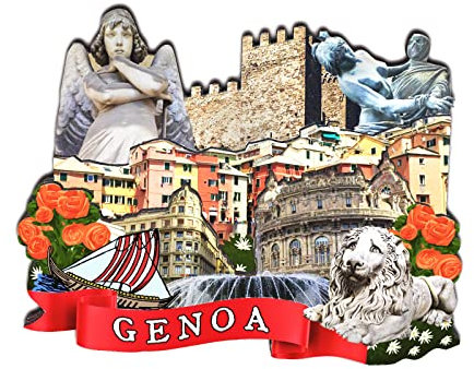 Italien-Genua-Stadt-Magnet, 3D-Landmarken, klassische Kühlschrankmagnete, handgefertigt, Handwerk, Reisen, Souvenirs, Geschenke, Sammlungen, Heim- und Küchendekorationen