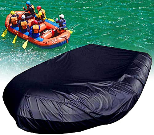 Inflatable Boat Cover UCARE Waterproof UV Sun Dust Protection Rubber Boat Dinghy Cover Fit 8-9 ft,Heavy Duty Antisnow Trailerable Fishing Kayak Protection Cover for Outdoor,Black