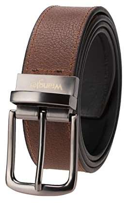 Wrangler Men’s Leather Twist Reversible Belt, Casual Everyday Waist Belt for Jeans, Khakis Black Brown