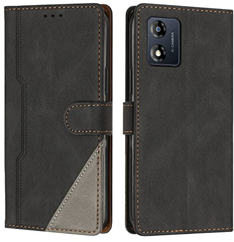 RADOO Coque pour Motorola Moto E13, Housse Etui Portefeuille Cuir Multifonction, Fermeture Magnétique à Clapet Anti-Choc [Fonction Support] Flip Case Compatible avec Motorola Moto E13 (Noir)
