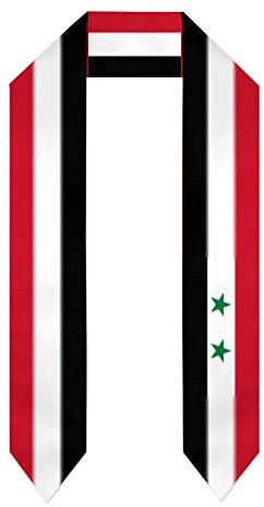 Abschluss Akademische Schärpe Flagge,Grüne Sterne Streifen Syrien Schal Schal Stola Bachelor Internationales Auslandsstudium Chor Erwachsene Unisex Schule Kleid Accessoire Band,Bild,180X15Cm
