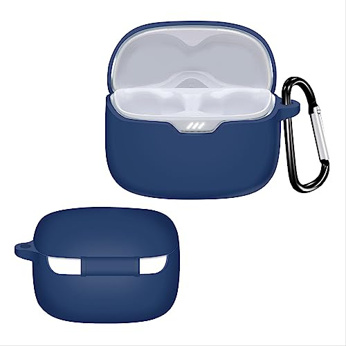 GIOPUEY Hülle Kompatibel mit JBL Tune Beam/JBL Tune 245NC TWS, Silikon Stoßfeste Schutzhülle, Ultradünn Case Cover, Kein Geruch, Hülle Silikon - Dunkelblau