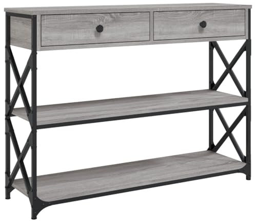 vidaXL Table Console, Table d'Entrée avec Rangement, Table de Couloir, Table d'Appoint Salon Salle de Séjour Maison Intérieur, Industriel, Sonoma Gris Bois d'Ingénierie
