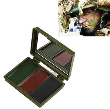 Dyceittdia Pintura de Caras, Kit de Maquillaje de Camuflaje con Espejo, Pintura Facial Militarizada, Aceite de Camuflaje Tricolor Facial para Exteriores, face paint (05)