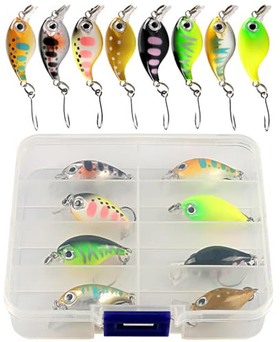 8 Stück Mini-Wobbler Set Kunstköder Forelle Barsch Angeln Topwater Angelköder Köder Forellenwobbler Spinner Angelköder Angelköder Set Mit Aufbewahrungsbox Für Salzwasser Süßwasser Forelle Barsch