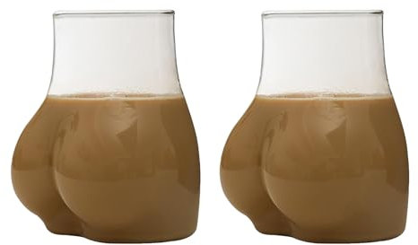 Ristyur Becher in Po-Form | 1/2/4/6 Stück Becher Glas | 450ml Lustige Kaffeetasse | Glasbecher in Körperform | Klares Sexy Po-Trinkglas | Kreativer tragbarer Glasbecher für Bier, Saft, Kaffee