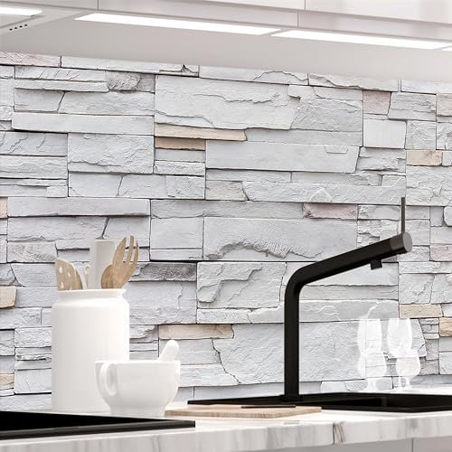Stickerprofis Küchenrückwand Matt selbstklebend - BRUCH STEINWAND - 0.5mm versteifte PET Folie, zuschneidbar, Spritzschutz PRO 60 x 220cm