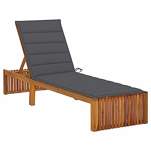 ARKEM Sonnenliege mit Auflage Akazie Massivholz Saunaliegen Kippliegen Outdoor Recliner