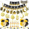 AhfuLife Eid Mubarak Banner Girlande Luftballons Dekoration Set, Vormontiert Eid Mubarak Ramadan Banner, 6 Islamic Stern Mond Girlande Spirale, 16 Luftballons, 10 Cake Topper für Ramadan Party Deko