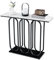 COSTWAY Konsolentisch mit Marmoroptik, Eingangstisch schmal mit Metallgestell, Konsole Beistelltisch für Wohnzimmer Flur Schlafzimmer Eingang, 100 x 30 x 80 cm, Weiß und Schwarz