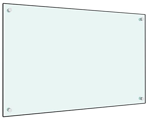 Homgoday Küchenrückwand, hitzebeständig, Spritzschutz für Herde, kratzfest, Küchendekoration, Wandplatte, Fliese, Spritzschutz, leicht zu reinigen, Weiß, 80 x 50 cm, gehärtetes Glas