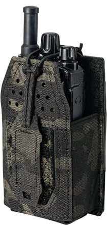 TOPTACPRO Étui Radio Tactique Pochette Radio Molle Universelle pour Talkie-Walkie BaoFeng UV-5R BF-F8HP Pochette de Rangement Réglable pour Chargeur (Multi-Camo Black)