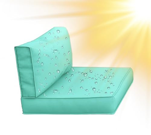 SYLC Draußen Bezüge Für Gartenpolster Wasserabweisende Rattan Sitzkissenbezug Mit Reißverschluss Terrasse Auflagen überwürfe Hussen Für L-Form/Ecke (1 Stück 65×33×10 cm,Mint Green)