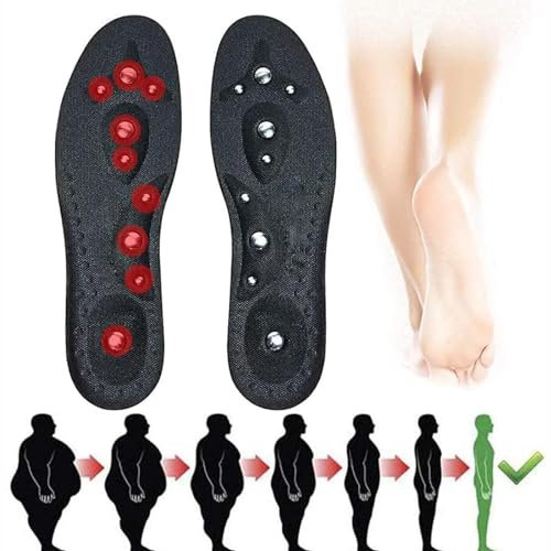 Weyot Magnetische Massage Einlegesohlen, Akupressur Einlegesohlen, Reflexzonen Fußschmerz Akupressur Einlegesohlen für Plantarfasziitis, Bequem/Schneidbar/Waschbar,L(43-46)